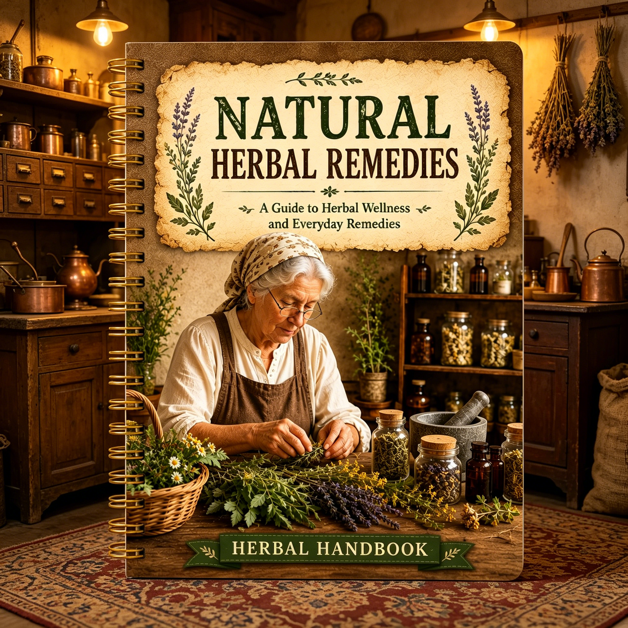 Herbal Wellness Remedy - Natural Herbal Remedies Handbook, A5 Vintage
