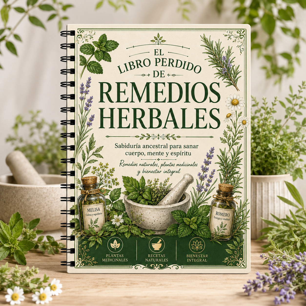 Herbal Wellness Remedy - Spanish Herbal Remedies Journal A5 Spiral