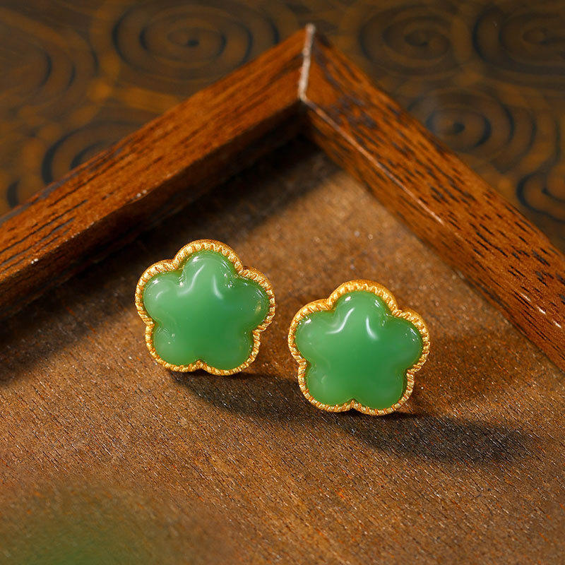 Green Natural Jade Clover Earr - Red Clover Flower ulasan dan harga
