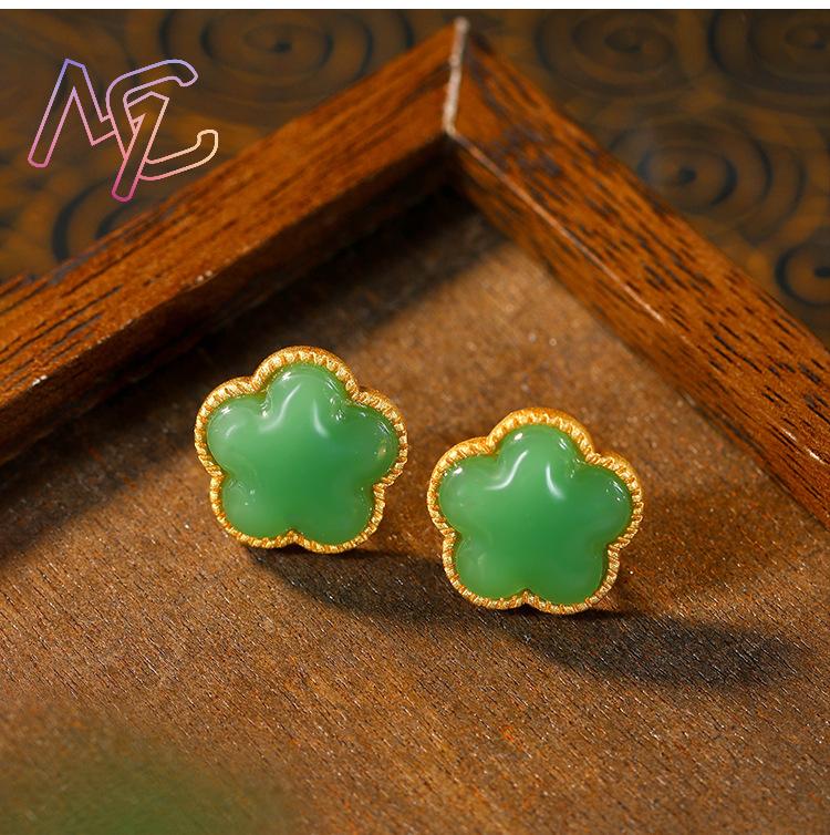 Green Natural Jade Clover Earr - Red Clover Flower ulasan dan harga