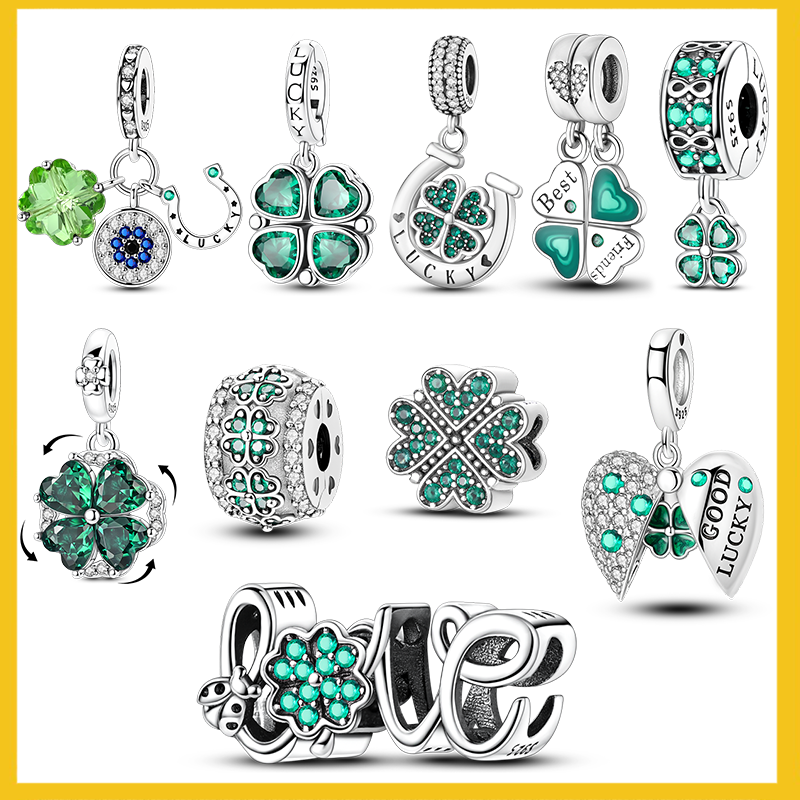 925 Sterling Silver Green Char - Red Clover Flower ulasan dan harga