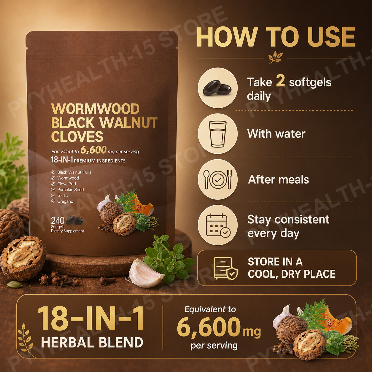 18-in-1 Wormwood Black Walnut  - Herbal Wellness ulasan dan harga